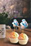 Blue Stork with Hat Welcome Baby Themed Toothpick Ornament 10 Pieces - 2