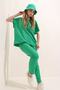 Women's Green Crew Neck Comfortable Fit Tracksuit Set ALC-X5885 - 3