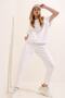 Women's White Crew Neck Comfortable Fit Tracksuit Set ALC-X5885