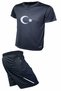 Men's Black Turkey Logo Casual Walking Running Sports Running Shorts with Pockets Soccer Sports Sets