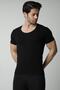 Pack of 3 Men's Deep Crew Neck Short Sleeve Lycra Black T-shirt 714-715 - 2
