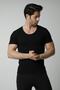 Pack of 3 Men's Deep Crew Neck Short Sleeve Lycra Black T-shirt 714-715 - 3