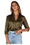 Women's Khaki Satin Shirt