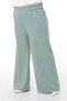 Plus Size Wide Leg Double Mint Green Trousers with Elastic Waist and Side and Back - 4