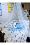 12 Piece Baby Sleeping Set with Mosquito Net for 70x110 Park Crib - Blue Crescent Star Pattern (Excluding Crib) - 4