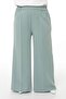 Plus Size Wide Leg Double Mint Green Trousers with Elastic Waist and Side and Back