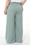Plus Size Wide Leg Double Mint Green Trousers with Elastic Waist and Side and Back - 3