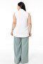 Plus Size Wide Leg Double Mint Green Trousers with Elastic Waist and Side and Back - 5