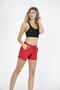 Women's Red Medium Length Quick Drying Swimsuit Swim Shorts with Two Side Pockets