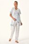Feyza 4483 Women's Blue Rabbit Printed Maternity Pajamas Set with Dressing Gown