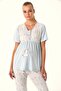 Feyza 4483 Women's Blue Rabbit Printed Maternity Pajamas Set with Dressing Gown - 3