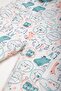 Slim Fit Turquoise Salmon Cat Patterned Unisex Baby Kids Sleeping Bag - 6