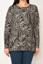 Women's Large Size Smoked Bicycle Collar Side Tiny Slit Patterned Blouse 65n31943 - 5