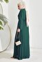 Pleated Limelda Chiffon Hijab Dress - Petrol Green - 3