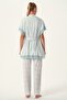 Feyza 4483 Women's Blue Rabbit Printed Maternity Pajamas Set with Dressing Gown - 2
