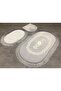 Exclusive Oval Gray Tufted 3-Piece Toilet Set Dowry Bathroom Rug Mat Set