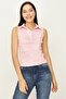 Women's Pink Polo Neck Sleeveless Knitted Body