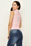 Women's Pink Polo Neck Sleeveless Knitted Body - 4