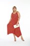 Women's Large Size Buckle Strap Butterfly Pattern Red Dress - 2