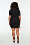 Black Knitted Dress with Side Gather Detail TBBSS22AH0147 - 5
