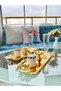 Luxury Stainless Steel Butterfly Gold Baton Serving, Tea, Coffee, Treat and Presentation Tray - 3