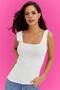 Woman's White Square Neck Knit Blouse YV80 - 2