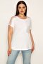 Women's Plus Size Bone Shoulders Tulle and Peto Pocket Stone Detailed Viscose Blouse 65n31855 - 2