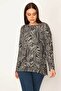 Women's Large Size Smoked Bicycle Collar Side Tiny Slit Patterned Blouse 65n31943 - 3