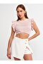 10176 Crop Sweater with Frilly Sleeves-powder