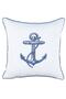 Embroidered Throw Pillow Cover Bias Anchor ( Ecru / Navy Blue Embroidery )