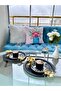 Gold Butterfly Round Black Presentation Tray, Decorative Serving Tray, Tea, Cake, Coffee 24 Cm - 3
