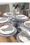 American Serve, Gray Marble 6 Plates, 6 Napkins And Runner - 2