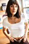 Women's Ecru Square Collar Short Sleeve Lycra Knitted Crop Blouse BLZ-19001830 - 2