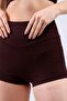 Brown Ribbed Extra High Waist Mini Shorts - 2
