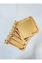 6-Piece Luxury Gold Lily Flower Stainless Steel Square Titanium Coated Coffee, Tea, Presentation Serving Tray - 2