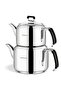 Gray Fiore Maxi Size Silicone Handle Steel Teapot Set Stainless Steel - 2