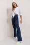 Dark Blue 90's Lycra Super High Waist Loose Jeans Palazzo Trousers. (SUPER HIGH) - 4