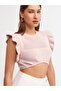 10176 Crop Sweater with Frilly Sleeves-powder - 4