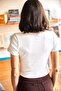 Women's Ecru Square Collar Short Sleeve Lycra Knitted Crop Blouse BLZ-19001830 - 4