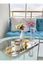 3-Piece Luxury Stainless Steel Silver Baton Serving Tray with Lily Flower Design, for Tea, Coffee, Treats and Presentation. - 3