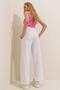 White High Waist Front-Cut Loose-Leg Sweatpants with Double Pockets Alc-X7957 - 4