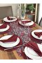 American Service, Burgundy Ceramic 6 Plates, 6 Napkins and Runner, Christmas Table, Christmas - 2
