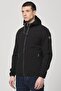 Men's Black Hooded Raincoat with Elastic Sleeves and Hem Glenn Men's Raincoat - 2