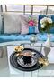 Gold Butterfly Round Black Presentation Tray, Decorative Serving Tray, Tea, Cake, Coffee 24 Cm
