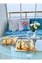 6-Piece Luxury Gold Lily Flower Stainless Steel Square Titanium Coated Coffee, Tea, Presentation Serving Tray - 3