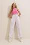 White High Waist Front-Cut Loose-Leg Sweatpants with Double Pockets Alc-X7957 - 2