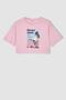 Girl's Regular Fit Tropical Printed Short Sleeve Cotton T-Shirt