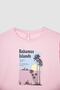 Girl's Regular Fit Tropical Printed Short Sleeve Cotton T-Shirt - 2