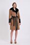 Leather Garnished Cashmere Coat with Cream Mink Accessories