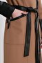 Leather Garnished Cashmere Coat with Cream Mink Accessories - 5